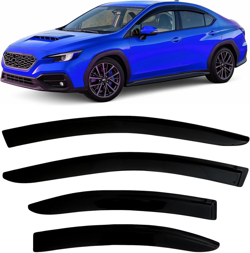 Optimal Co 2022-2026 Tape-On Side Window Visor Deflectors for Subaru WRX Smoke Tinted Rain Guards Premium Limited GT 2023 2024 2025 - Image 1